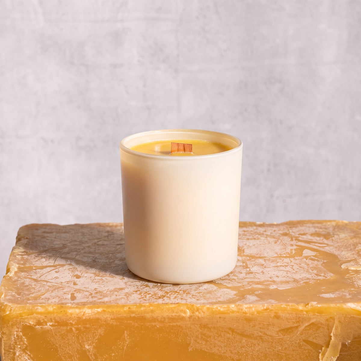 Rad Wax beeswax candle in cream glass
