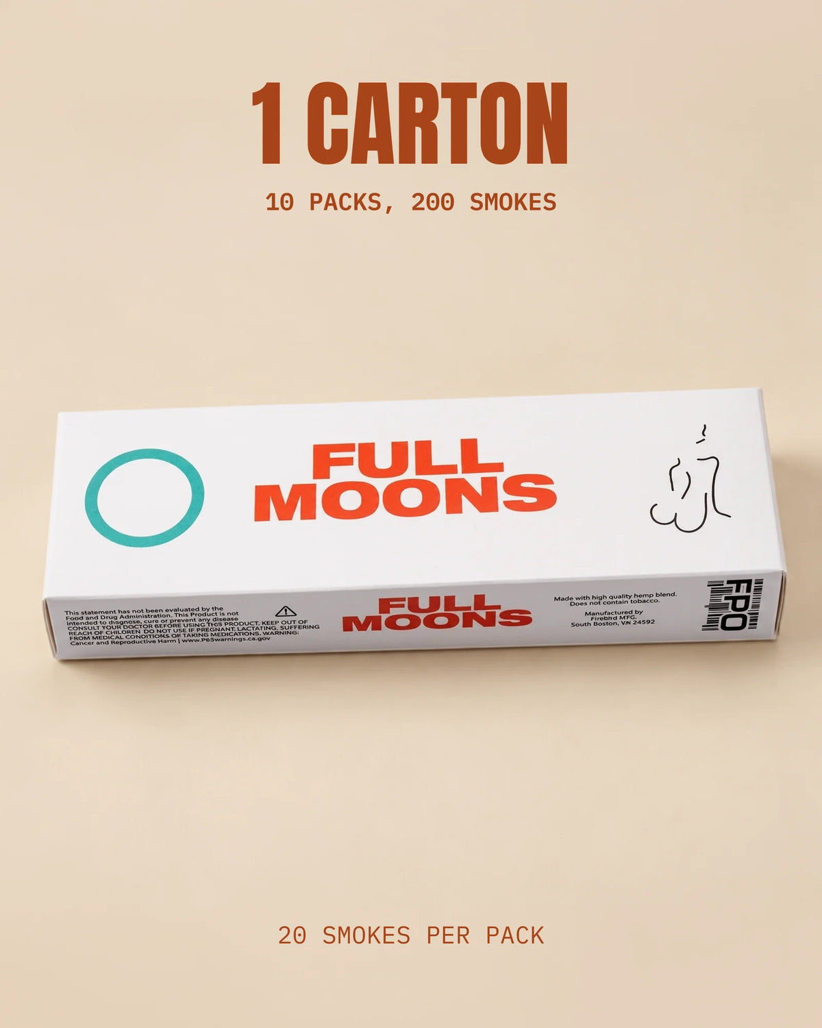 Carton infographic: Original Blend, 1 carton, 10 packs, 200 smokes, 20 smokes per pack