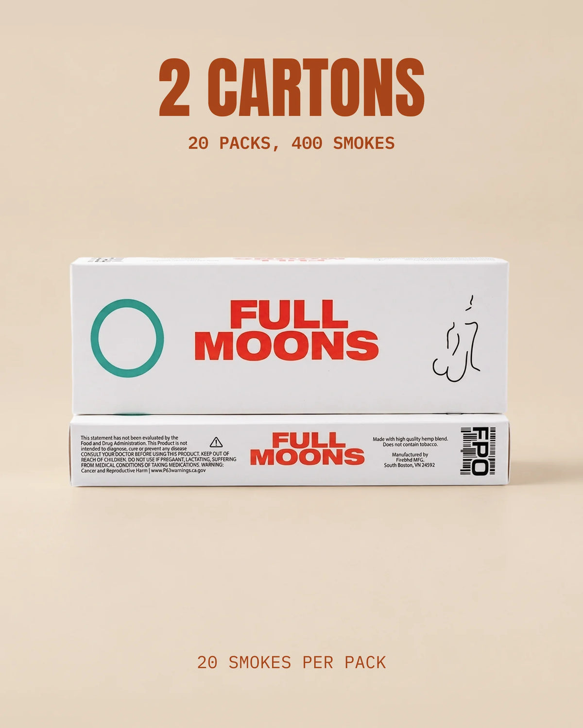 Carton infographic: Original Blend, 2 cartons, 20 packs, 400 smokes, 20 smokes per pack