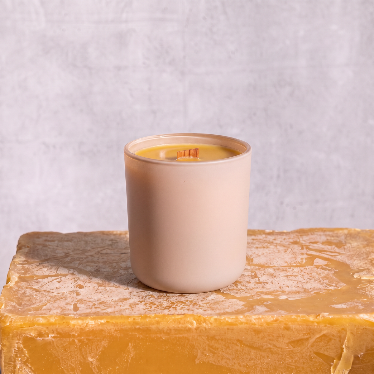 Rad Wax beeswax candle in Matte Sand glass