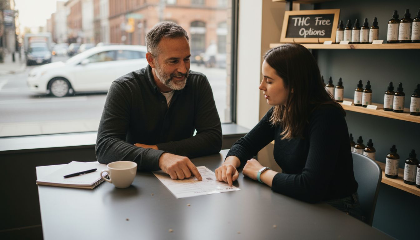 Wellness coach discussing hemp products