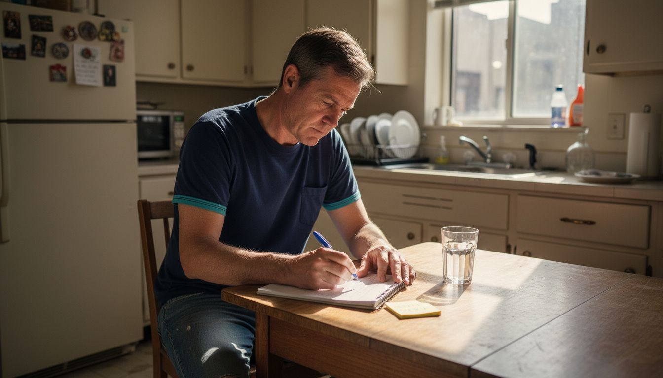 Man writing motivations to quit smoking