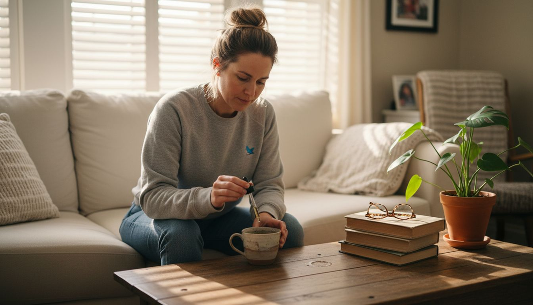 Woman preparing CBD oil for wellness