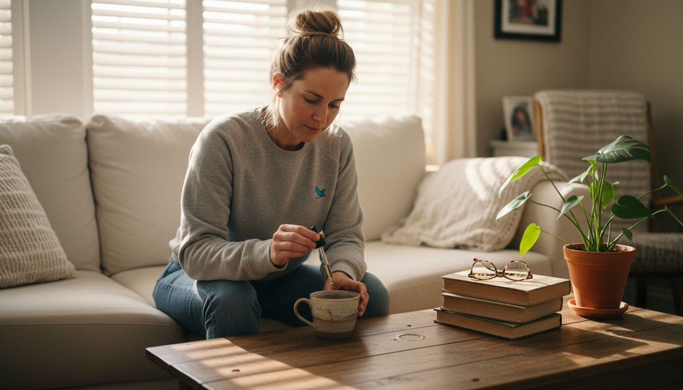 Woman preparing CBD oil for wellness