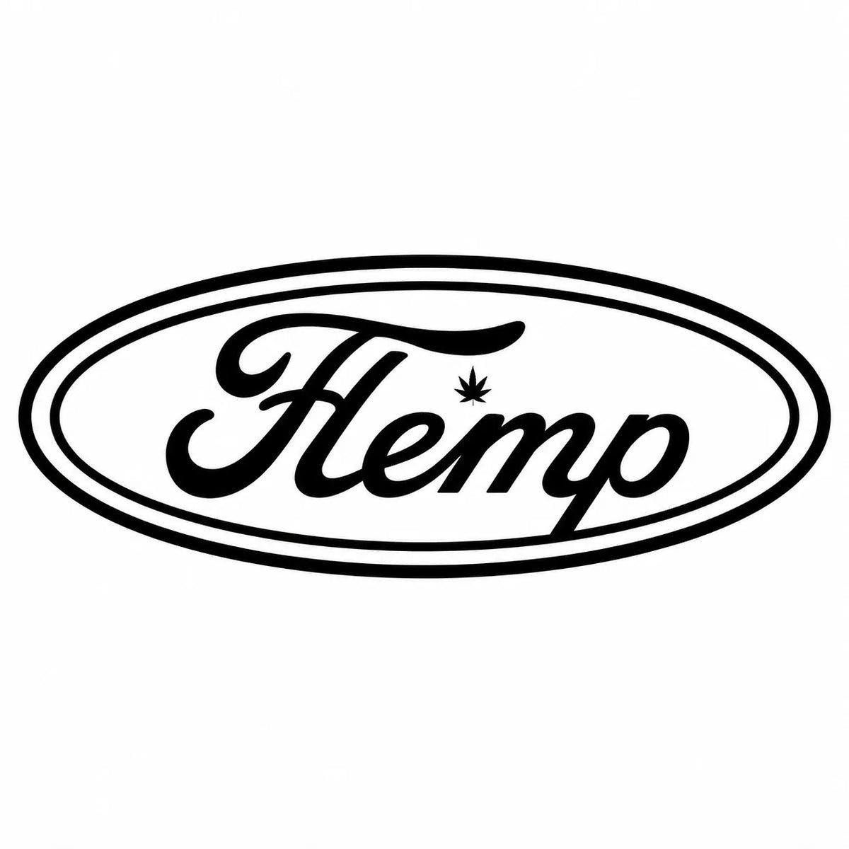 Hemp script logo inside an oval